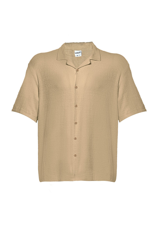 Linen Short Sleeve Regular Shirt - Beige