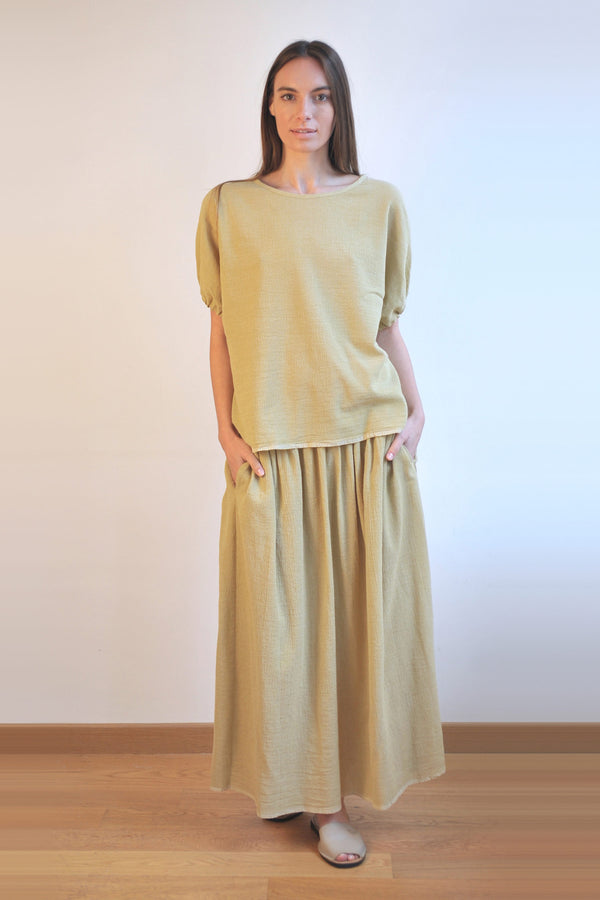 Sile Short Sleeve Olive Top