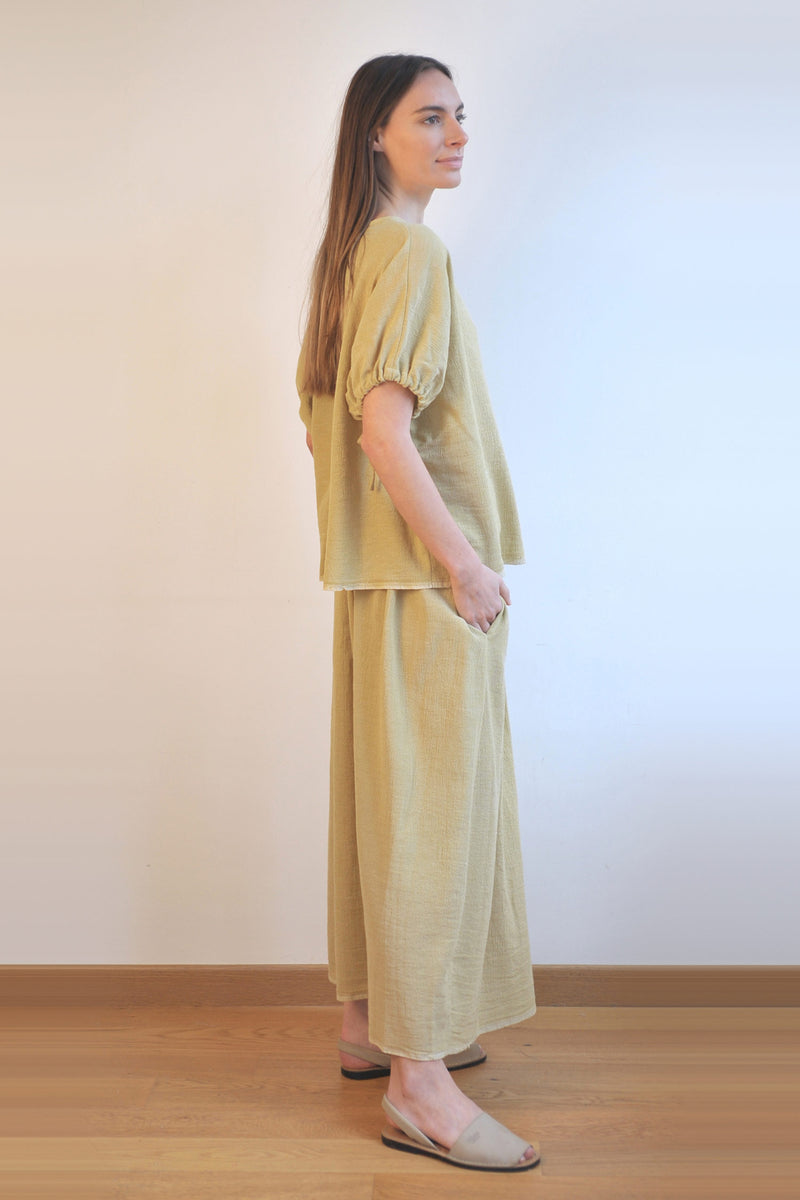 Sile Short Sleeve Olive Top