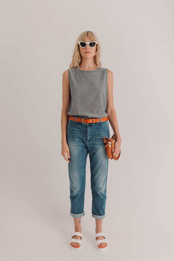 Sile Sleeveless Charcoal Top