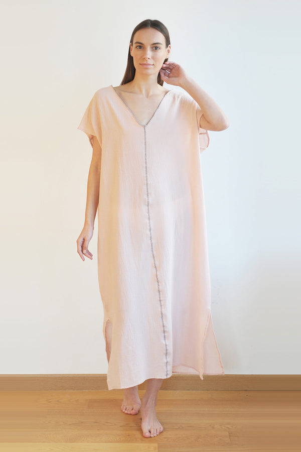 Sile V Neck Caftan Blush Dress