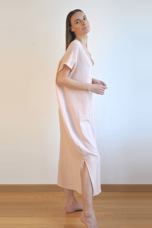 Sile V Neck Caftan Blush Dress