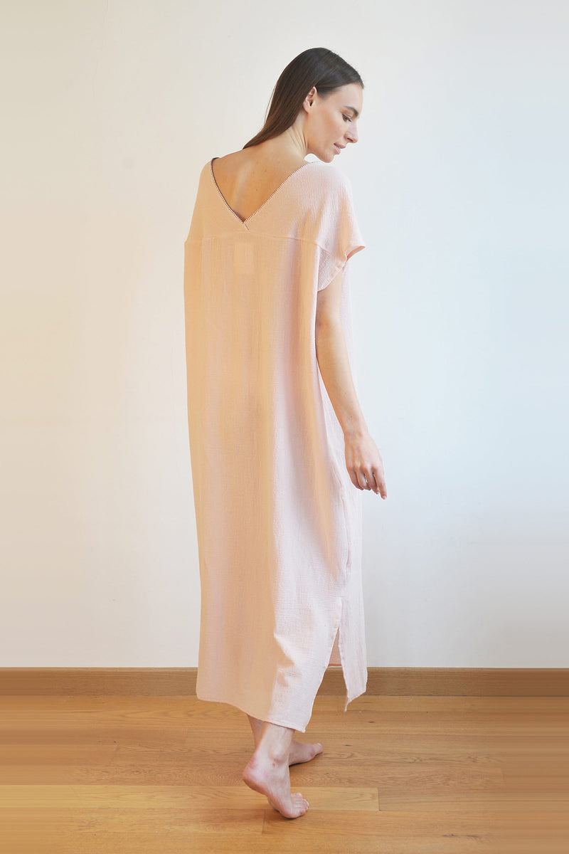 Sile V Neck Caftan Blush Dress