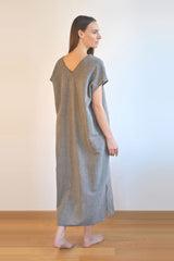 Sile V Neck Caftan Charcoal Dress