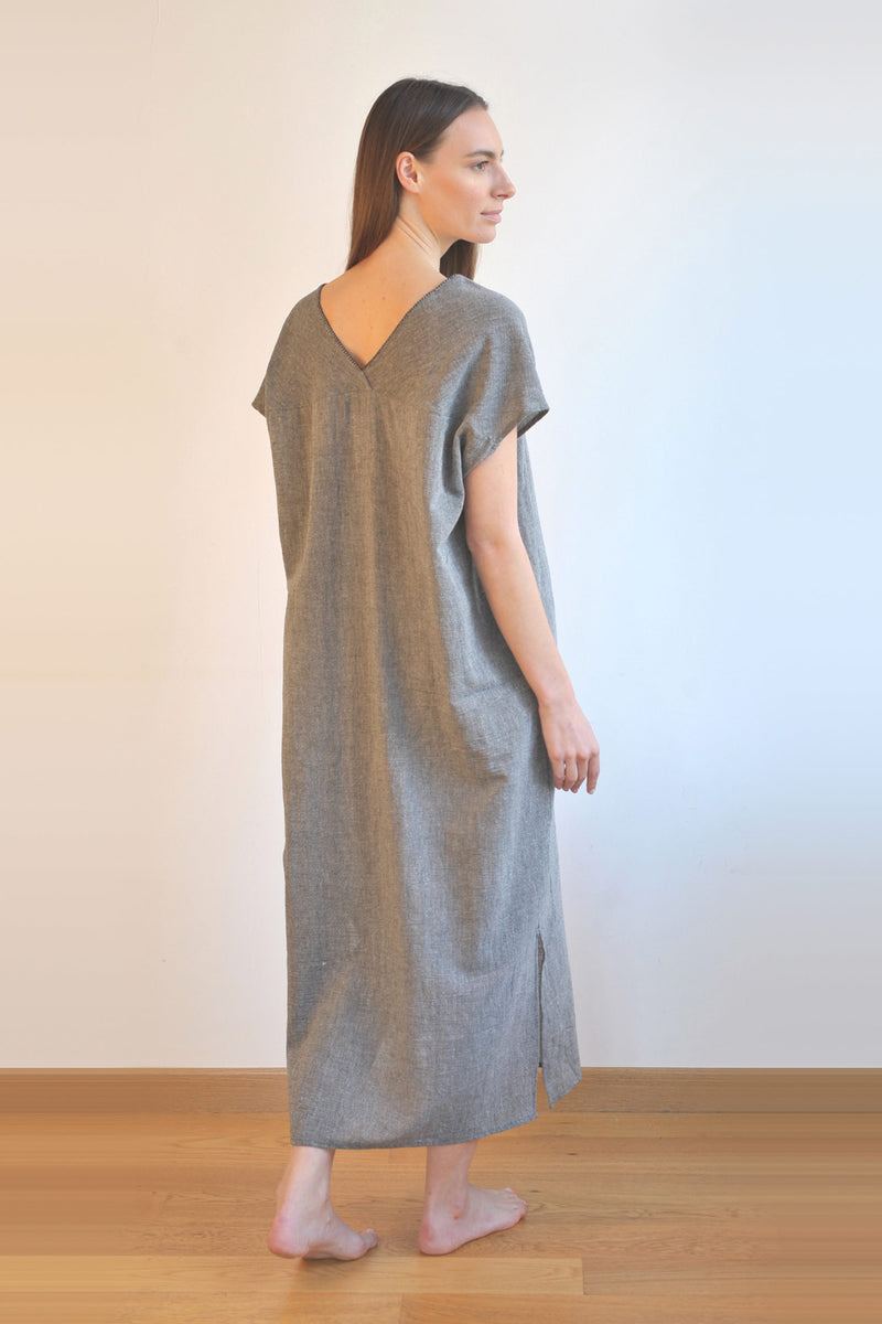 Sile V Neck Caftan Charcoal Dress