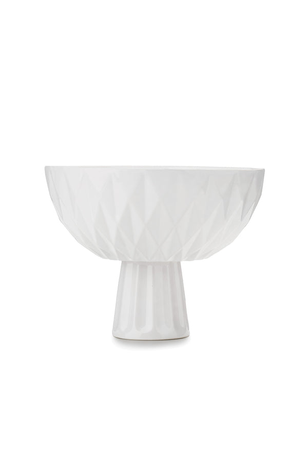 Diamond Handmade Ceramic Footed Serving Bowl