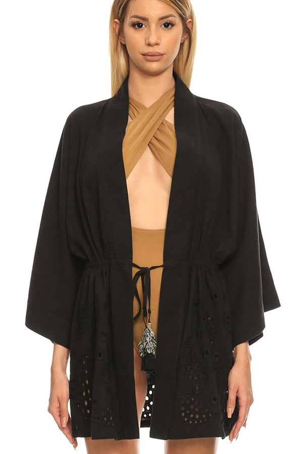 Alexandria Black Short Kimono