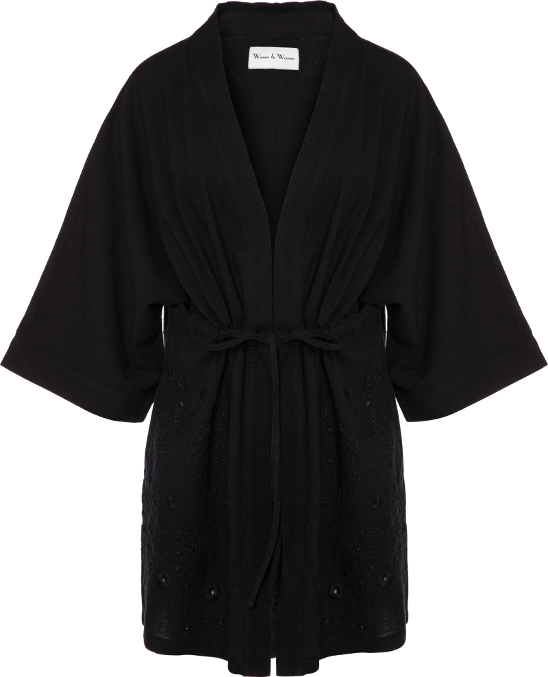 Alexandria Black Short Kimono