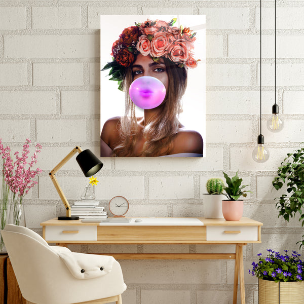 Flower Women Glass Wall Art