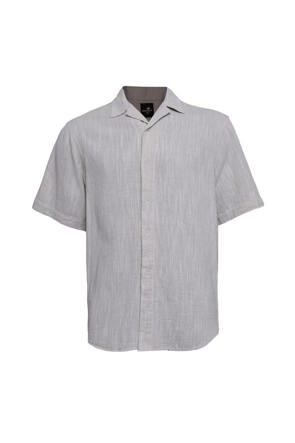 Linen Button Down Short Sleeve Shirt L.Grey