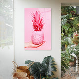 Pink Pineapple Glass Wall Art