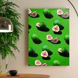 Green White Fig Slices Glass Wall Art